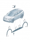 Схема накладок арок крила, накладок порогів та накладка дзеркала VW ID4